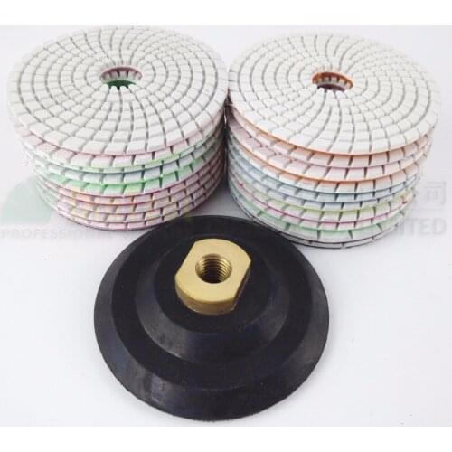 DIATOOL 20pcs Dia 100mm/4" Diamond Flexible Wet Polishing Pad For Stone And 1pcs Rubber Back Pad, Spiral Type Free-shipping
