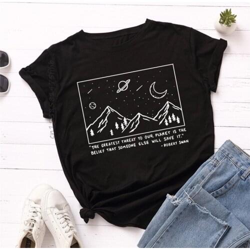 O-Neck SoftPremium Women TShirt New Mountain Print Women Shirts Short Sleeve Tee Summer Plus Size T-Shirt Female Pink Top