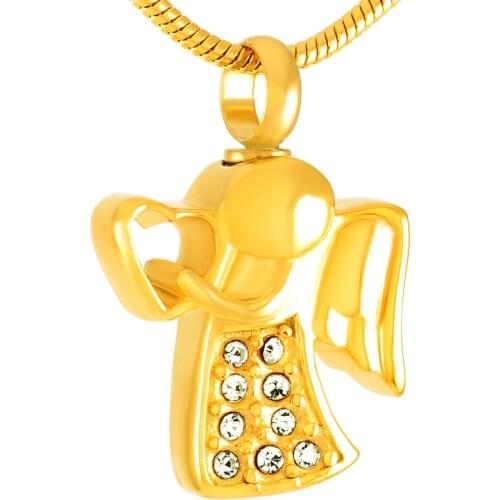 IJD9143 Stainless Steel Baby Angel Heart Cremation Memorial Pendant for Hold Ashes Urns Keepsake Necklace Jewelry