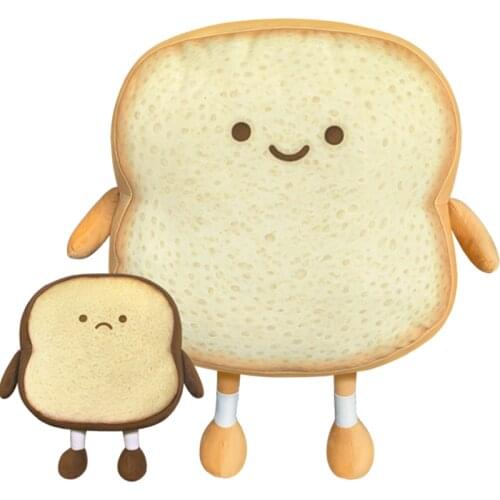 Simulation Emotional Bread Toast Plush Toys Sofa Pillow Happy Angry Toast Plush Cushion Cute Snack Food Stuffed Doll Room Decor