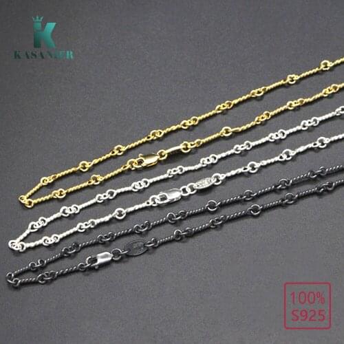 KASANIER 925 Sterling Silver Weave Basic Chain Necklace Lobster Clasp Simple Fashion Necklace Women Girls Original Fine Jewelry