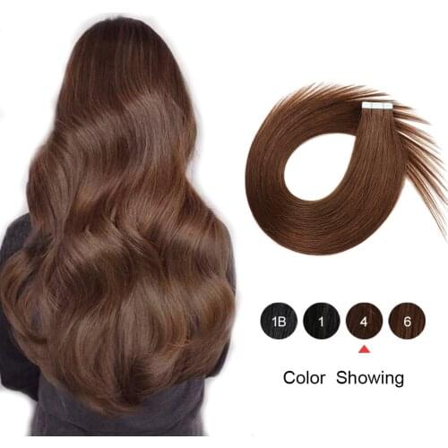 Tape Hair Extensions Human Hair Mini Tape Ins Invisible PU Skin Weft Double Side Seamless Silky Straight Tape On Hair For Women