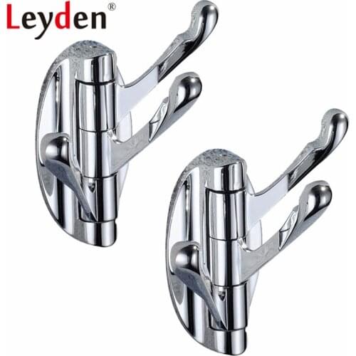Leyden Zinc-Alloy Metal Coat Hooks Polished Chrome Hanger Brass Hook Wall Mounted Robe Hooks 3 Clothes Hook Bathroom Accessories