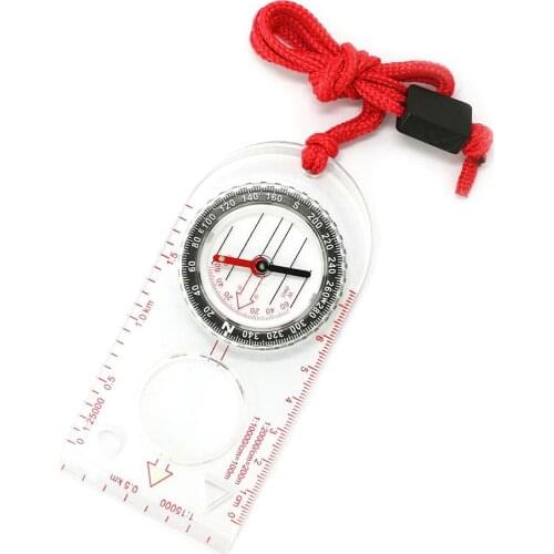 SD482 Survival Map Mini multi-function Outdoor Camping Survival Map Scale Oriented Magnifier Field Compass hiking equipment