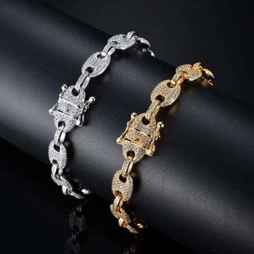 Iced Out Fashion Brass 9mm 7inch 8 inch Bracelet Hip Hop Mens Jewelry CZ Bracelet BB102