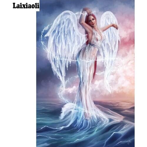 DIY Diamond Painting white water fairy Cross Stitch Full Kit Embroidery 5D Square/Round Drill Mosaic Decor angel image landscape