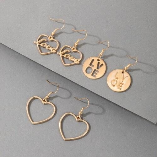 Tocona 6pcs/sets Romantic Heart Drop Earring Set New Trendy Love Hollow Geometry Dangle Earrings Wedding Jewelry сережки 17635