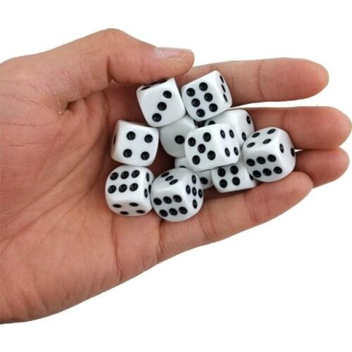 New High-quality 100Pcs/Lot 16mm Dice Set White Black Point Drinking Dice Acrylic White Round Corner D6 Points Dice Club Party