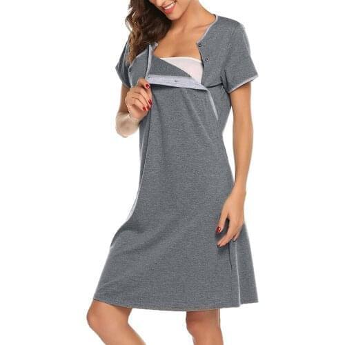 Maternity Clothes Women Dresses Maternity Short Sleeve Nursing Baby Breastfeeding Nightdress Pregnancy Dress Pajamas 2021