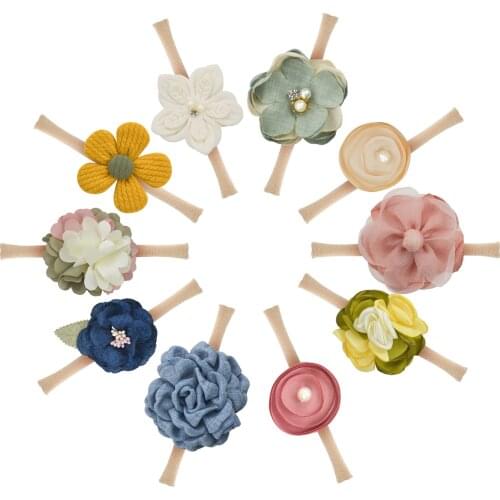 Hot Baby Bow Hairband Multicolor Hoop Seamless Headband Handmade Non-woven Bow Baby Headband Elastic Hair Band