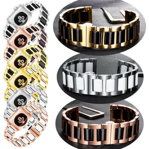 Luxury Ceramic Stainless Steel Wrist Band Strap for Apple Watch Series 6 5 4 3 2 1 SE iwatch 38mm/40mm/42mm/44mm