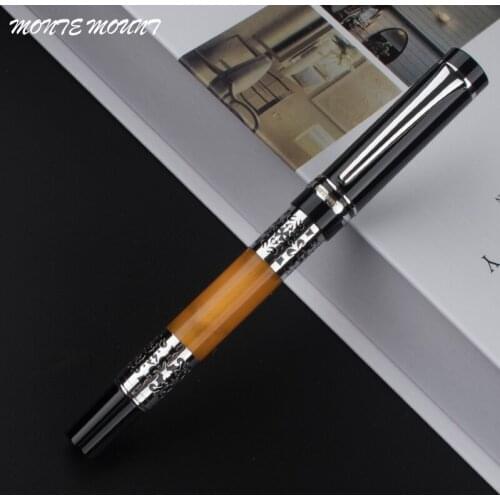 Luxury pen High Quality Silver Flower Amber Celluloid Rollerball Pen Office Stationery School Supplies Ballpoint Pen