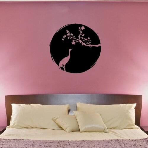Sakura Heron Crane Bird Flower vinyl wall decal sticker home decor diy art mural wallpaper