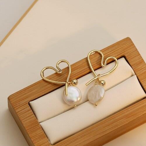 S925 Silver Ear Needle Stud Earrings Baroque Freshwater Irregular Shell With Brass 14kReal Gold Korea Jewelry for Women HYACINTH