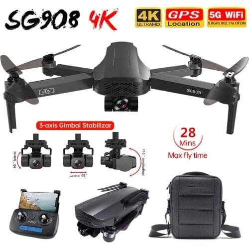SG908 Drone 4K GPS Profissional 3-Axis Gimbal EIS 5G WIFI FPV RC Helicopter 1.2KM 50X Foldable Brushless Quadcopter PK SG906 Pro
