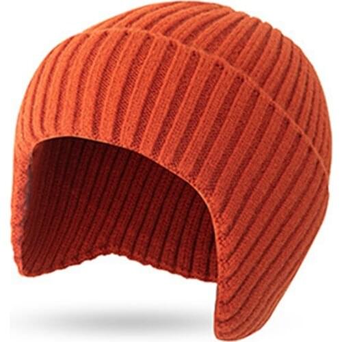 Spring Winter Woolen Hat With Ear Protection Women Knitted Hats Orange Beanie Cap For Men Streetwear Japanese Style Caps 2021