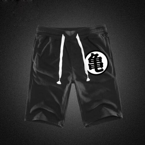 Summer Funny Print Shorts Men Cotton Goku Black Hot Pockets Waistband Mens Shorts Knee Fashion Sweatpants Casual