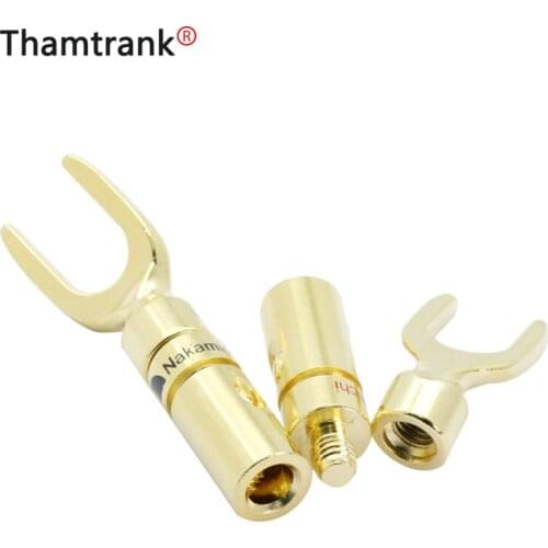 "U" "Y" Banana Plug Conenctor Gold plated Spade Speaker Banana Plugs Audio Screw Fork Connectors Adapter 100PCS