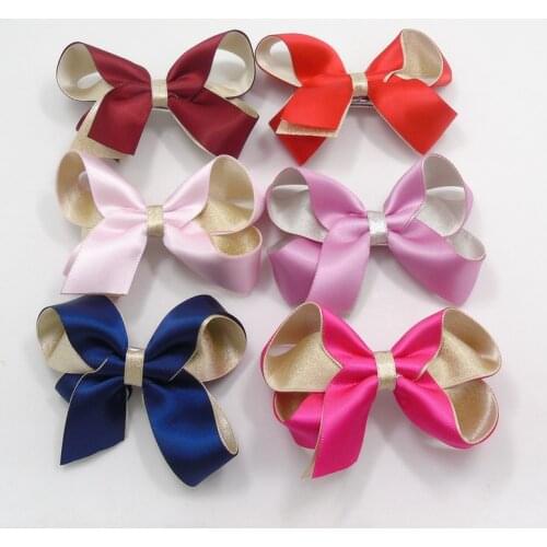 1pc Gloss Ribbon Bow Hair Clip Kid Fairy Hair Clip Two Layer Deluxe Satin Hairpin Birthday Gift Barrette School Girl Cute Grip