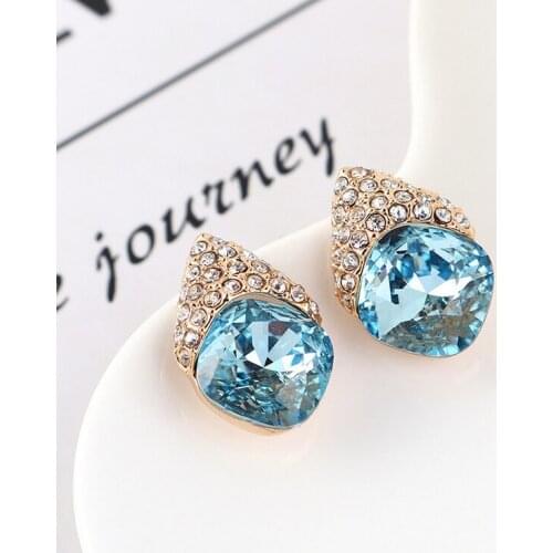 Crystal Blue Design chaneleschaneles Earring Studs Color Elegant Fashion Women Jewelry Girl 08368