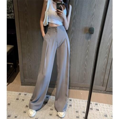 Make Firm Offers High Waist Hang Down Feeling Wide-legged Pants Female Summer Show Thin Thin Kind of Loose Straight Canister Bri