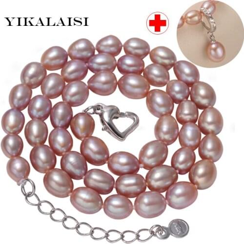 YIKALAISI 2017 natural freshwater Pearl choker necklaces 925 sterling silver jewelry 8-9mm pendant necklace for women best gift