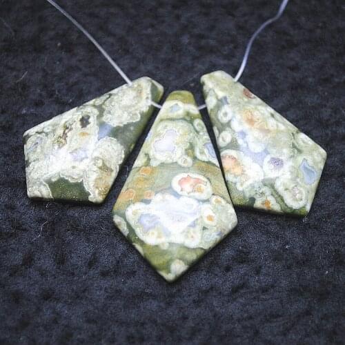 1 Set=3PCS Nature Kambaba Stone Pendants As Fashion Womens Necklace Designs Natural Semi Precious Beads 42X25MM 22X37MM Fre