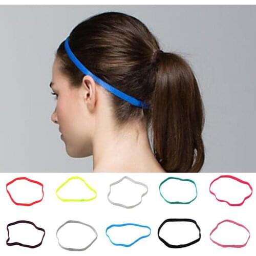 1PC Women Men Thin Yoga Headband Solid Color Sport Anti-Slip Rubber Sweatband Elastic Hair Bands Fashion Girl Hair Accessories