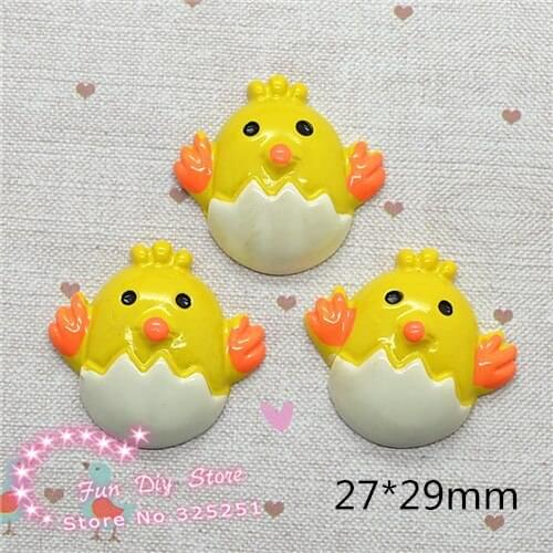 Kawaii Resin Easter Day Cute Chick Chicken Egg Resin Cabochon Flat back Scrapbooking 50pcs/lot 27*29mm