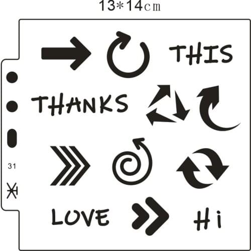 13*14cm arrow symbol scrapbook stencils spray plastic mold shield DIY cake hollow Embellishment printing lace ruler valentine