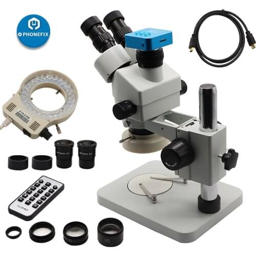 16MP HDMI USB Camera 3.5-90X Simul-focal Trinocular Stereo Microscope Continues Zoom for Phone Motherboard Soldering Microscope