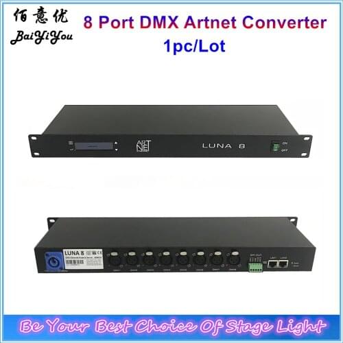 1xBidirectional 8 Port DMX512 Art-Net Converter DMX Ethernet Node Expander 4096 CH With SPI Out Stage LED Strip Light Controller