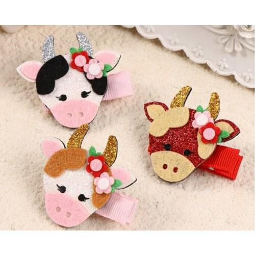 24pc/lot 2020 New Baby Glitter Bow Hair Clips Felt Flower Hairpins Hair Accessories for Girls Cartoon Horns Barrettes Headwear