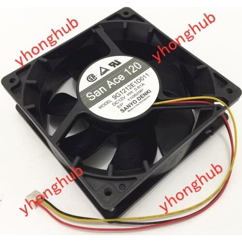 Sanyo Denki 9G1212E1D011 DC 12V 0.61A 120x120x38mm 3-wire Server Cooling Fan