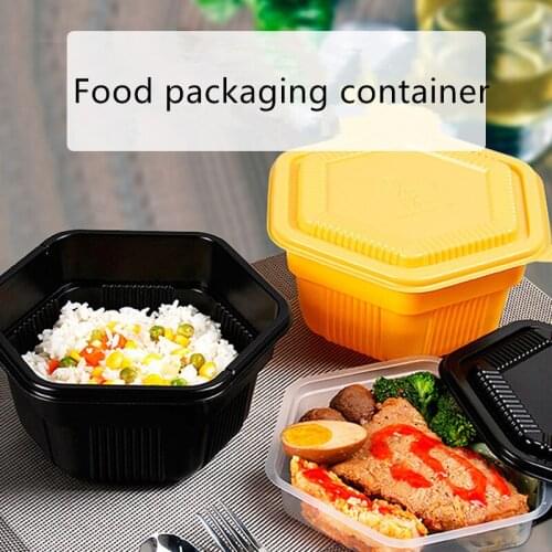 50pcs High quality black1200ml disposable package lunch box double inner round soup bowl thick plastic takeaway snack boxes