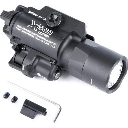 500 Lumens Tactical X400 Ultra Night Lightting Weapon Light with Red Laser Pistol Gun Flashlight Fit Picatinny Rail