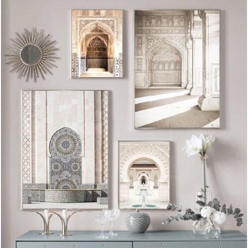 Retro Morocco Arabic Door Architecture Canvas Painting Tourism Muslim Decor Nordic Posters And Prints Islamic Wall Art Pictures