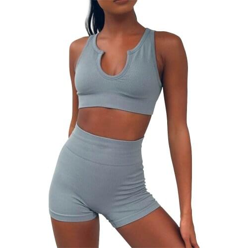 Seamless Yoga Set Fitness Women Yoga Set Sports Clothing Workout Clothes for Women Breathable Fitness Suit Sleeveless