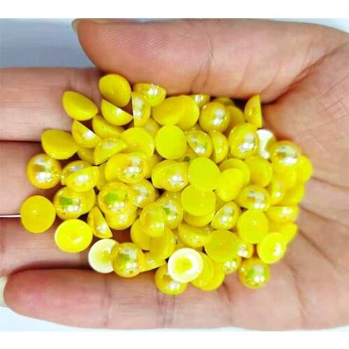 Citrine AB Half Round Pearl Rhinestone Crystal Non Hotfix Flat Back Rhinestones Trim Accessories for Nail Art Rhinestones