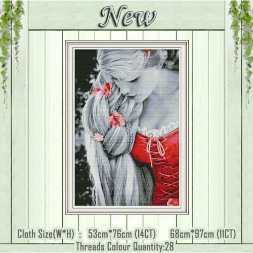 Long hair Princess girl decor paintings counted printed on the canvas DMC 11CT 14CT kits Cross Stitch embroidery needlework Sets