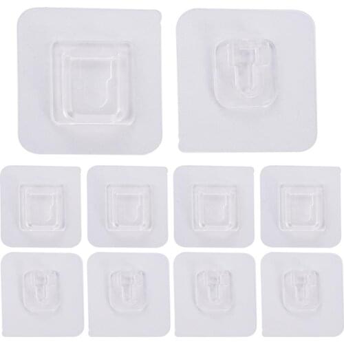 Double-Sided Adhesive Wall Hooks Hanger Strong Transparent Hooks Suction Cup Sucker Wall Storage Holder For Kitchen Bathroo