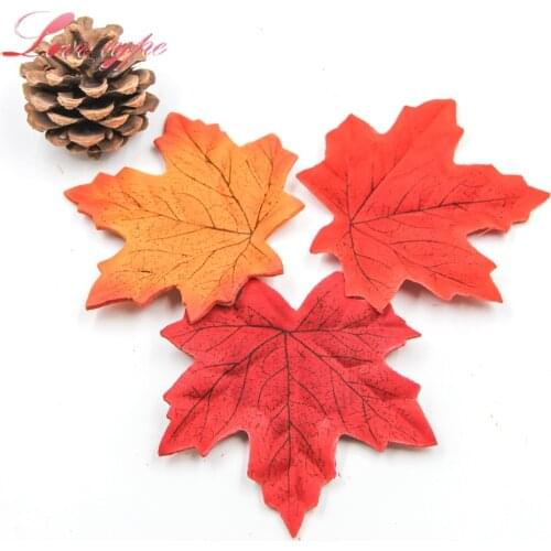 9CM Large 100Pcs Artifical Maple Leaves Fake Autumn Fall Leaf Wedding Party Decoration Craft Art Home Bedroom Wall Book Decor
