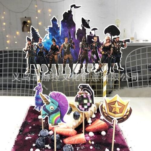 Fortnite Cake Card Plugin Children Birthday Party Decoration Kids Game Theme Baking Cake Plugin Party Decor Children Toys Gifts