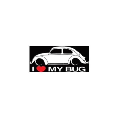 Creative I Love Bug Car Body Sticker for Volkswagen Beetle Car Accessories KK Vinyl Sunscreen Waterproof,18CM*7CM