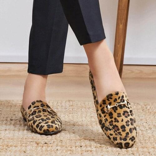 Mio Gusto Brand SABINE, Leopard Suede Print, Low Heel, Fine Quality Women 's Ballerina Flats Shoes