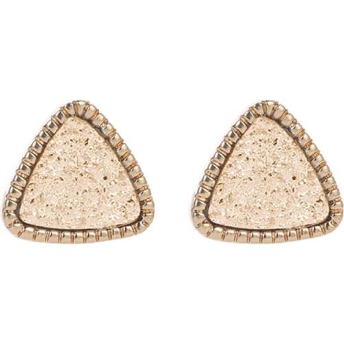 Fashion Geometric Triangle Simulated Gem Abrazine Pink Golden Silver Plated Blue-green Gray Purple Stud Earrings For Wemon