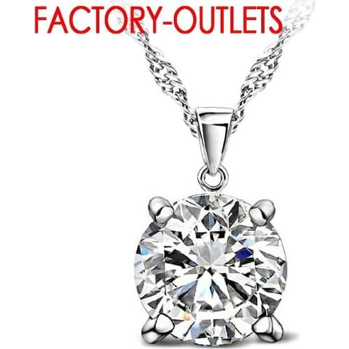 925 Sterling Silver Pendant Necklaces Fashion Jewelry Classic 4 Claws Austrian Crystal Women Girls Engagement Anniversary