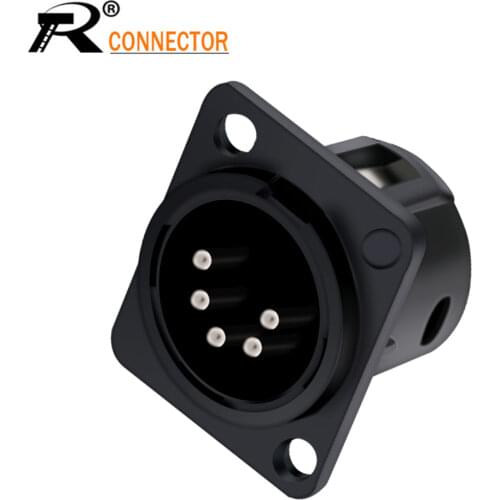 Push-type XLR Panel Mount Wire Connector Black Metal 5 PIN XLR male Chassis Connector Audio Speaker Jack Socket 5pole Conector