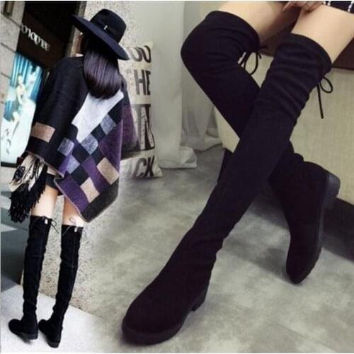Over-knee boots Boots 2020 autumn/winter new thin-legged elastic womens boots flat-bottomed high-roller 41-yard tide