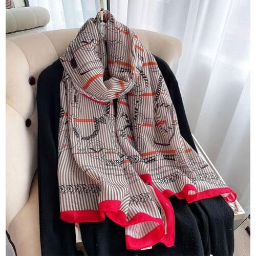 KOI LEAPING new Retro woman fashion Chain printing long scarf Party shawl headscarf hot popular beach Sun protectiongift